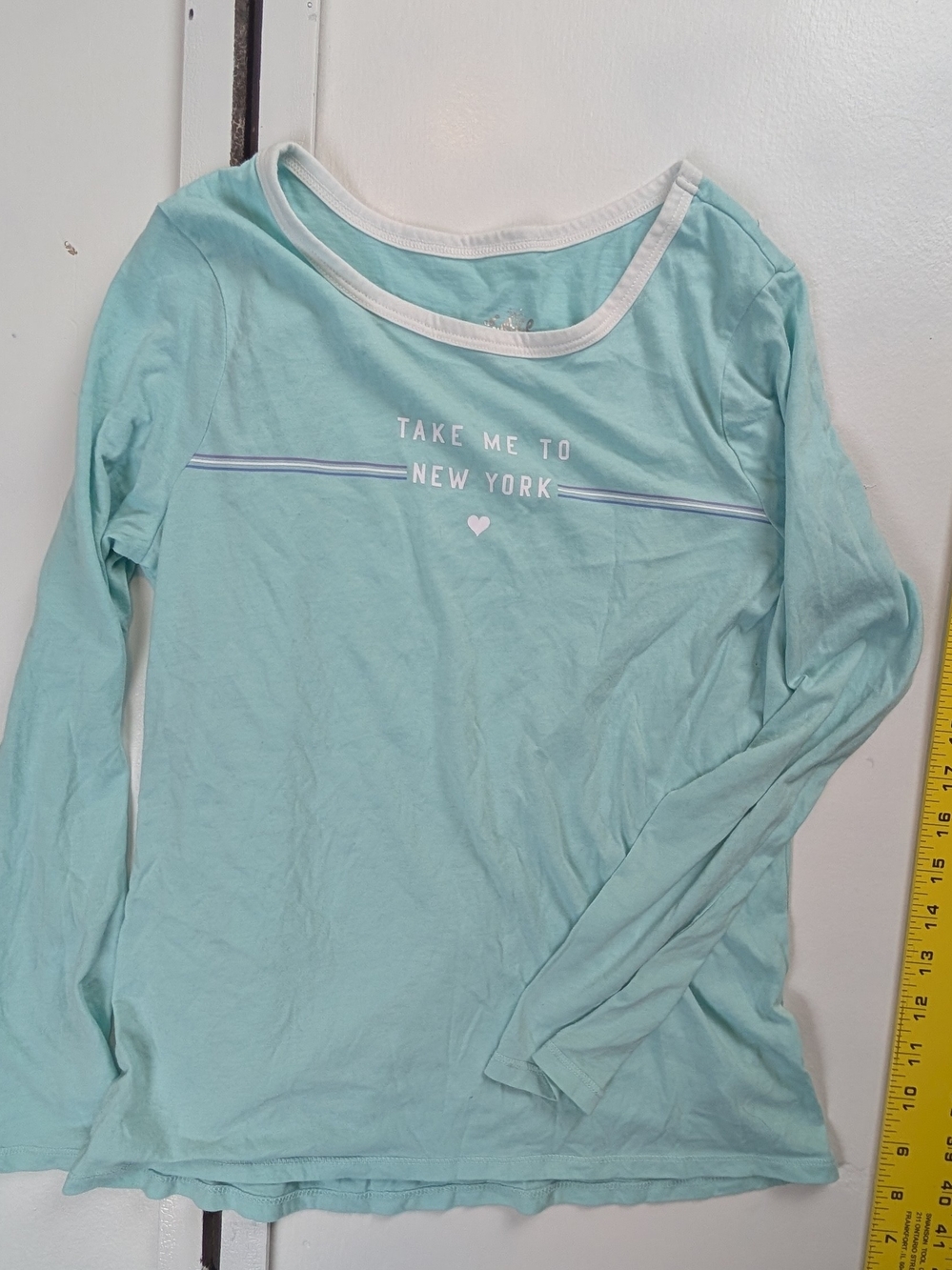 Justice Mint Green Long-Sleeve Tee with White Trim